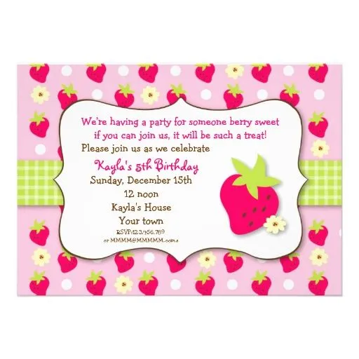Strawberry Shortcake Invitations Tarjetas, Invitaciones, Tarjetas ...
