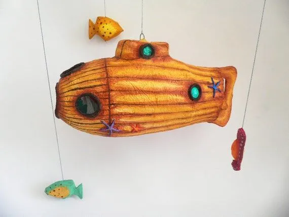 Submarino. Escultura de cartapesta y cerámica. por ninotas en Etsy Submarino. Escultura de cartapesta y cerámica. por ninotas en Etsy