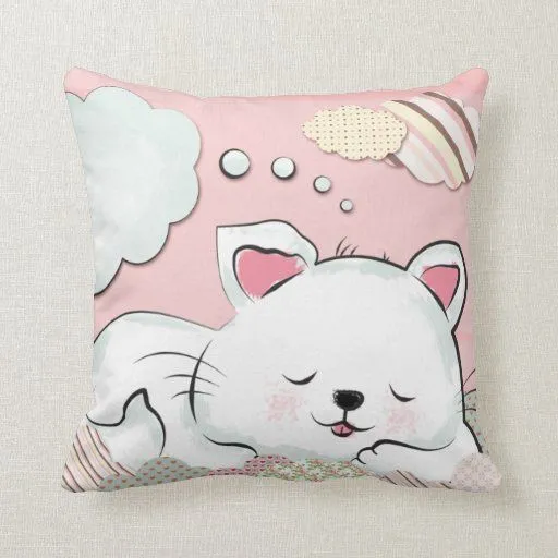Sueños del gato con las nubes pintadas texturas almohada | Zazzle
