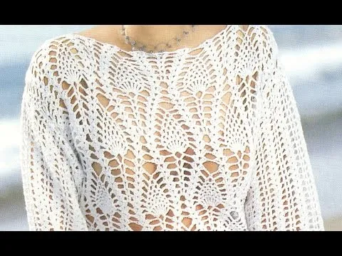 Suéter Calado puntada piñas a crochet - YouTube