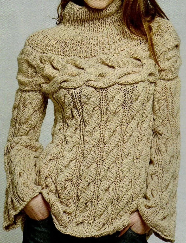 Patrones de Tejido Gratis: Suéter con trenzas