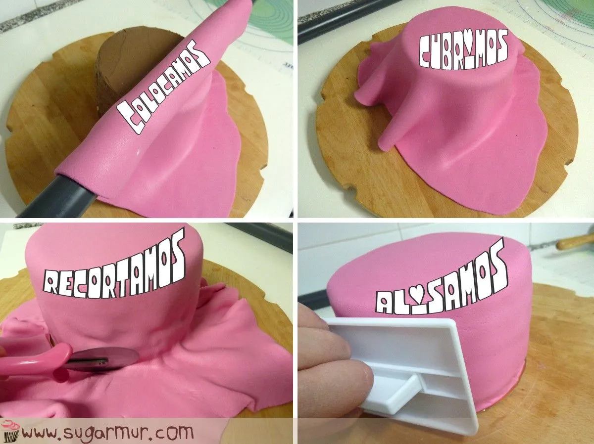 Sugar Mur: Relleno y cubierta de una tarta fondant Sugar Mur: Relleno y cubierta de una tarta fondant