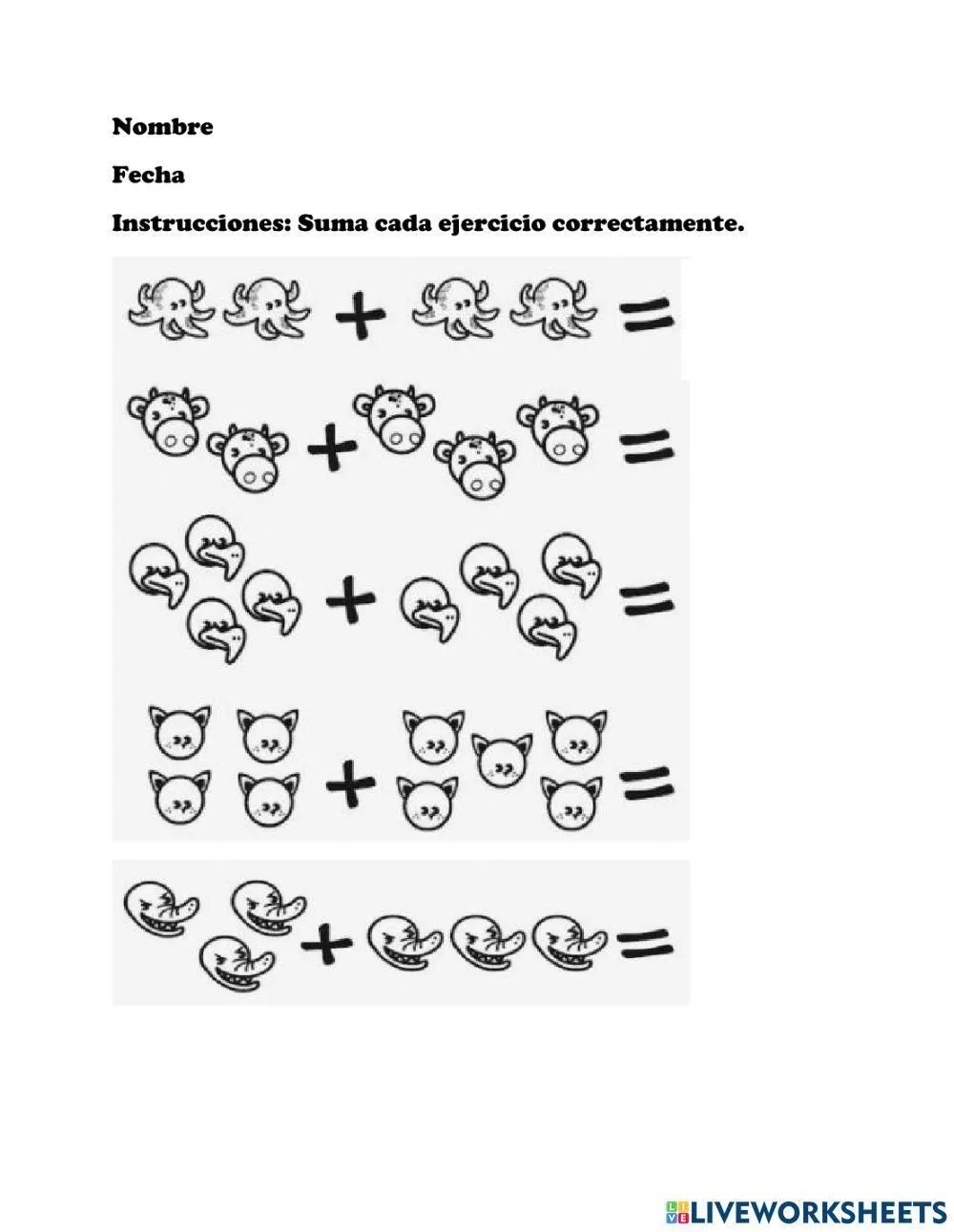Suma con dibujos activity | Live Worksheets Suma con dibujos activity | Live Worksheets