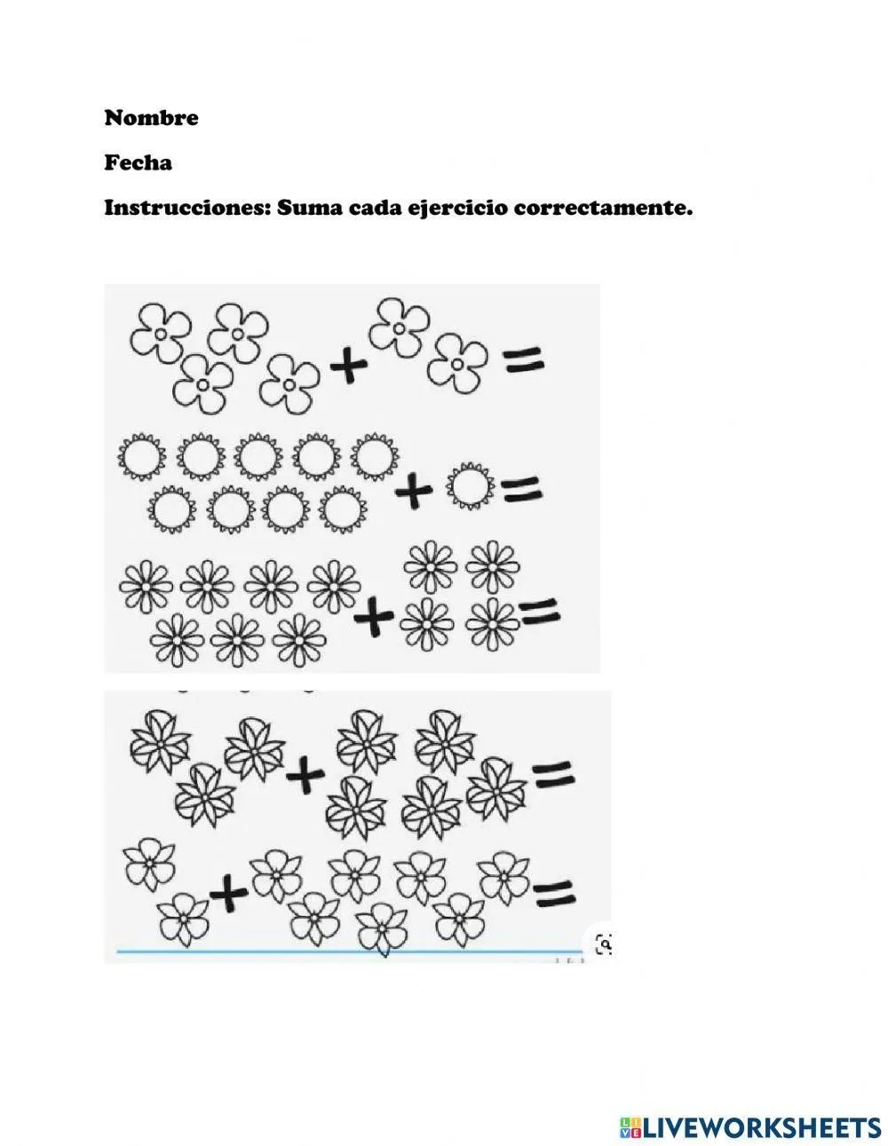 Suma con dibujos exercise | Live Worksheets Suma con dibujos exercise | Live Worksheets