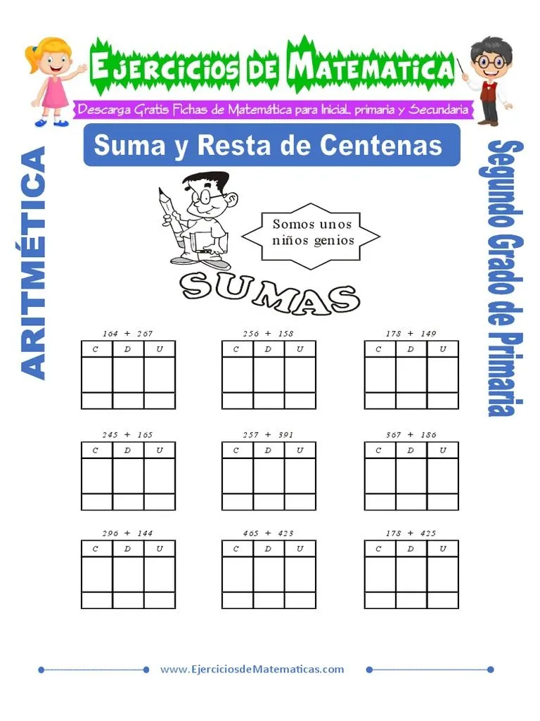 Suma y Resta de Centenas para Segundo de Primaria | PDF Suma y Resta de Centenas para Segundo de Primaria | PDF