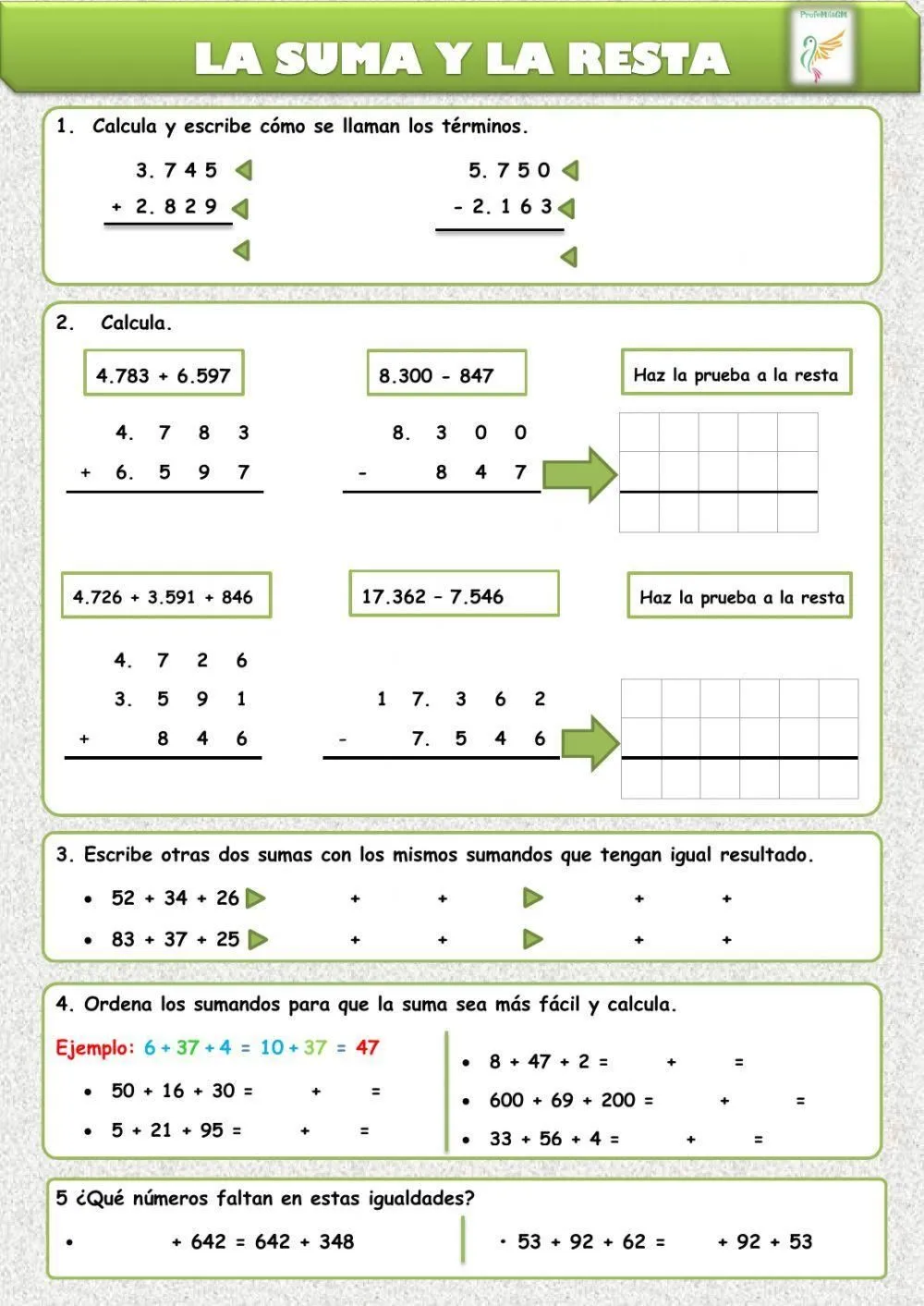 suma y resta exercise for tercero primaria | Live Worksheets suma y resta exercise for tercero primaria | Live Worksheets
