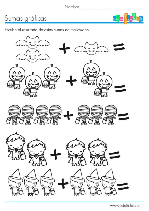 Sumas gráficas de #halloween | Fichas educativas | Pinterest ...