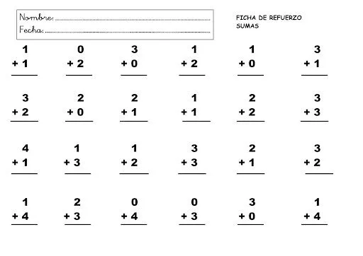 Sumas y restas sencillas para imprimir - Imagui
