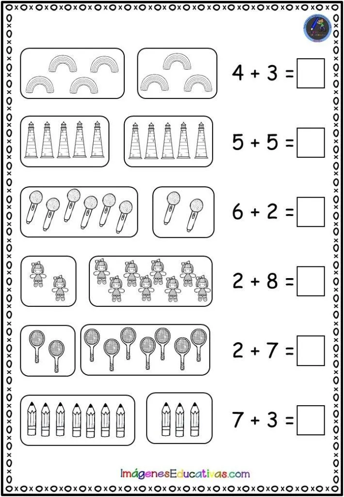 Sumas sencillas con dibujos | Sumas sencillas, Ruta de mejora escolar,  Fichas de matemáticas para guardería