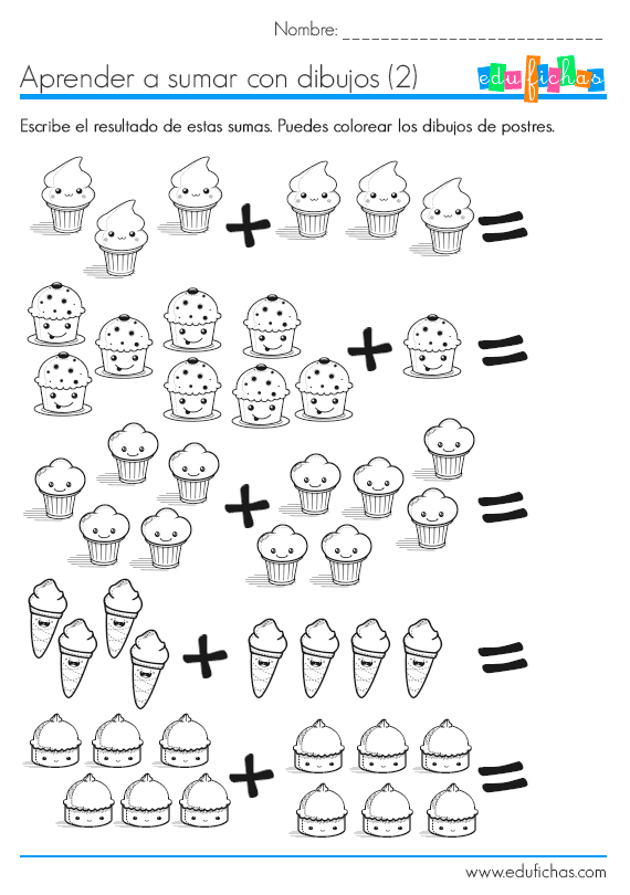 Sumas visuales con dibujos. Matemáticas simples. Sumas visuales con dibujos. Matemáticas simples.