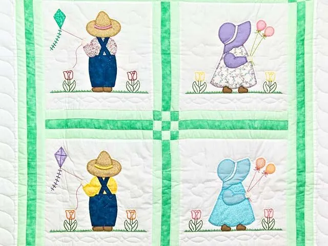 Sunbonnet Sue & Bill Quilt -- gorgeous meticulously made Amish ... Sunbonnet Sue & Bill Quilt -- gorgeous meticulously made Amish ...