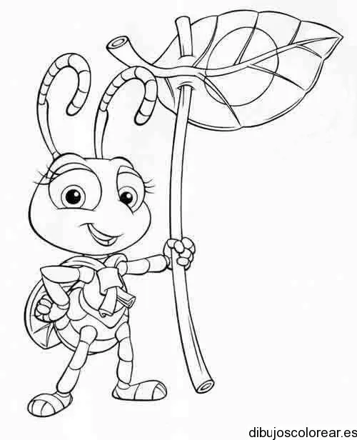 Dibujo de una hormiga sosteniendo una hoja | Dibujos para Colorear Dibujo de una hormiga sosteniendo una hoja | Dibujos para Colorear