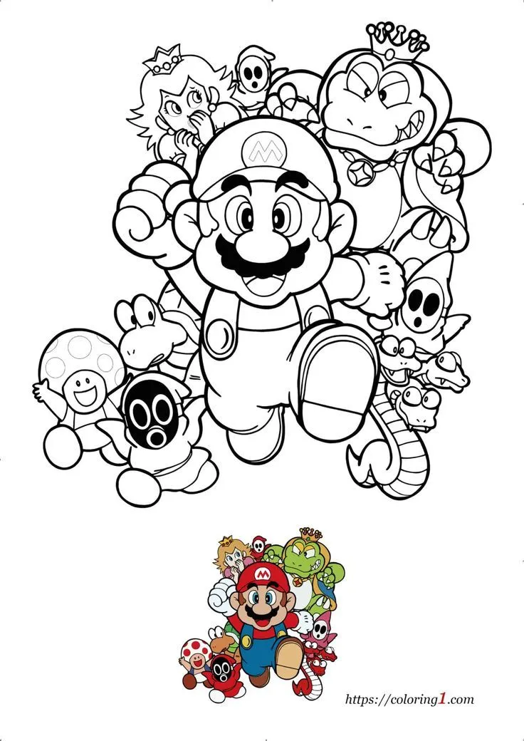 Super Mario Bros Coloring Pages - 2 Free Coloring Sheets (2021) | Mario coloring pages, Super mario coloring pages, Cartoon coloring pages