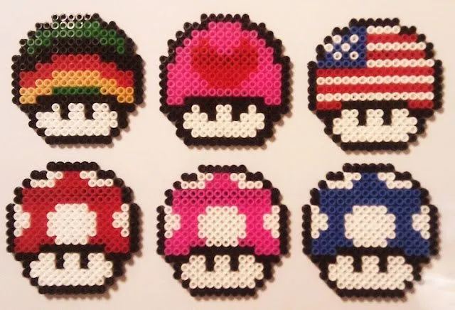 Super Mario Mushrooms Hama Beads (Ikea Pyssla) | #DIY Hama Beads ...