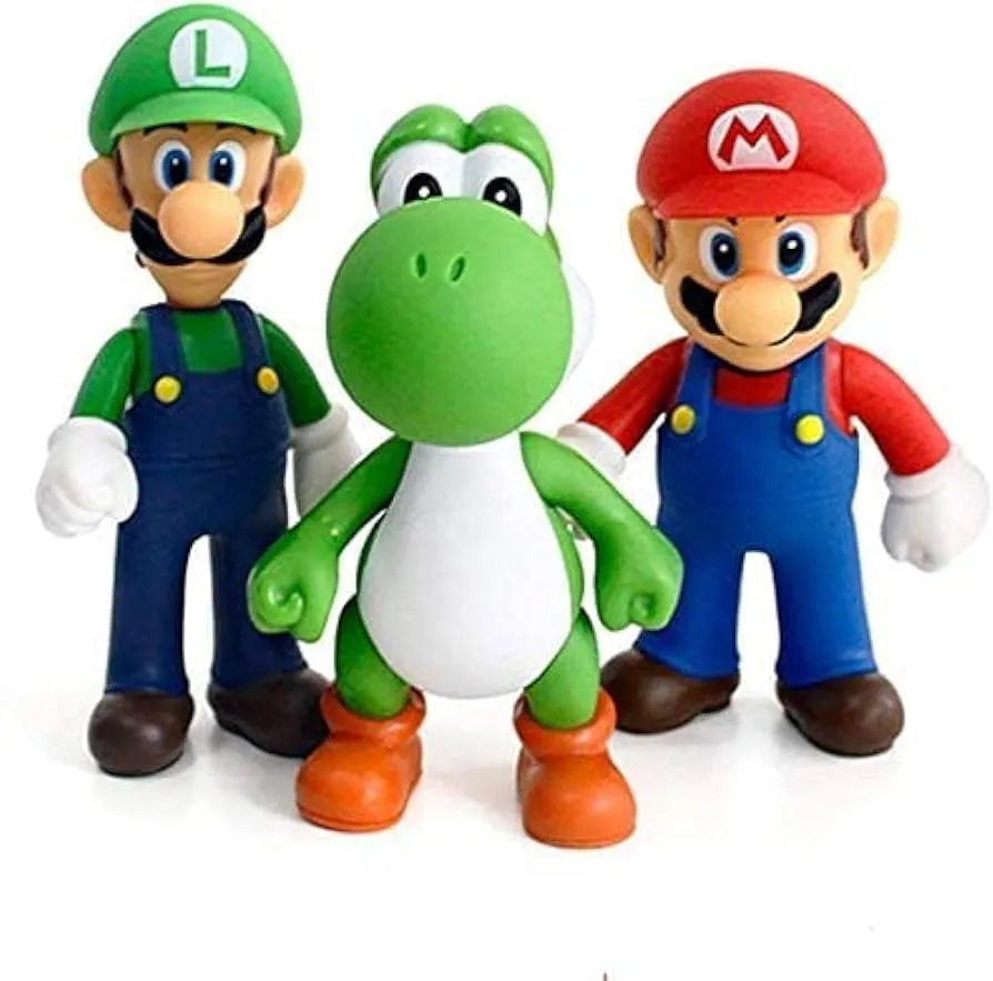 Super Mario Toys - Juego de 3 cifras de acción Mario y Luigi de 4.7 pulgadas, kit Super Mario Toys - Juego de 3 cifras de acción Mario y Luigi de 4.7 pulgadas, kit