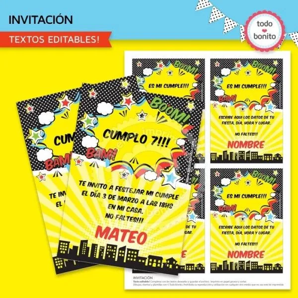 Superhéroes: invitación para imprimir - Todo Bonito Superhéroes: invitación para imprimir - Todo Bonito