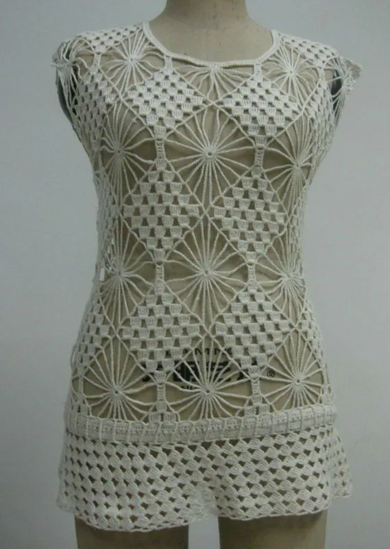 Parte superior de ganchillo. Blusa de ganchillo-Cordón ...
