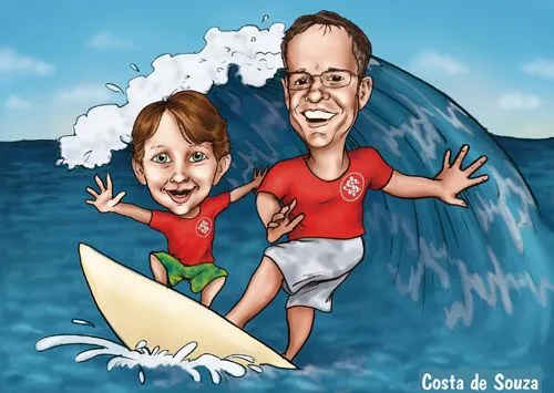Caricatura com tema surfe | Costa de Souza