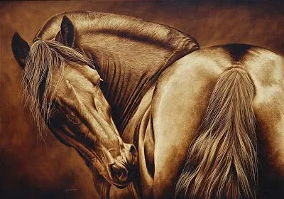 Surrealismo Caballo Óleo. MUSALAM GUZMAN. Pintor Colombiano de Equinos o Caballos.