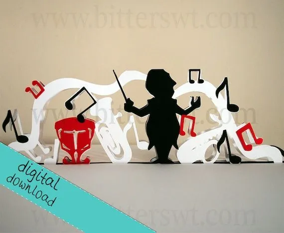 SVG and FCM pop up card music theme cutting file / por bittersui SVG and FCM pop up card music theme cutting file / por bittersui