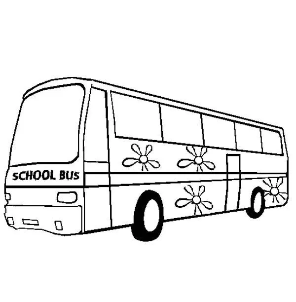 A Sweet School Bus with Flower Decoration Coloring Page | Kids ... A Sweet School Bus with Flower Decoration Coloring Page | Kids ...
