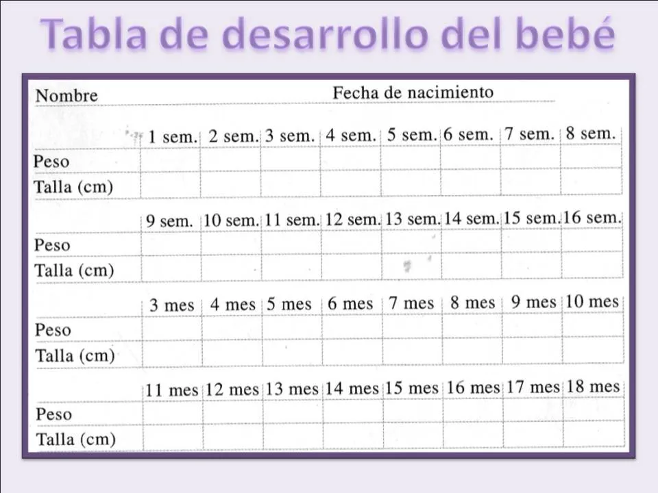 Tabla de desarrollo del bebé | ¿Qué necesita mi bebé? Tabla de desarrollo del bebé | ¿Qué necesita mi bebé?