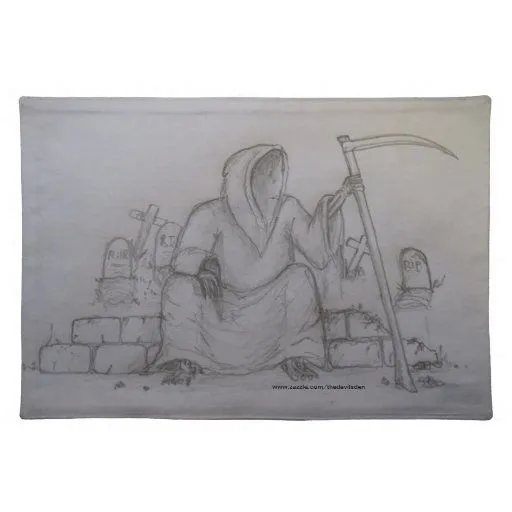 Tabla de dibujo de lápiz de la muerte del parca Pl Mantel de Zazzle.