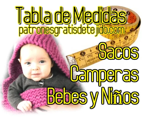 Tabla de Medidas para Sacos y Chaquetas Tejidos de Bebés y Niños ...