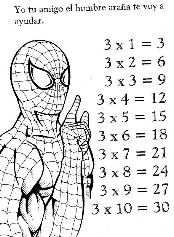 Tabla de multiplicar del 3 para colorear