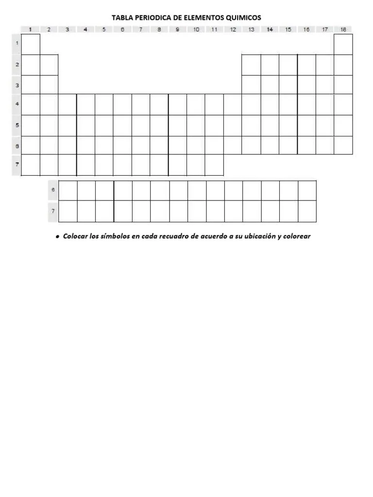 Tabla Periodica de Elementos Quimicos para Completar | PDF Tabla Periodica de Elementos Quimicos para Completar | PDF