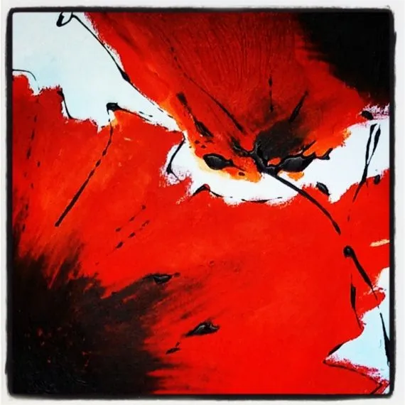 TABLEAU PEINTURE Fleur abstrait Coquelicot Diptyque - Tableau ...