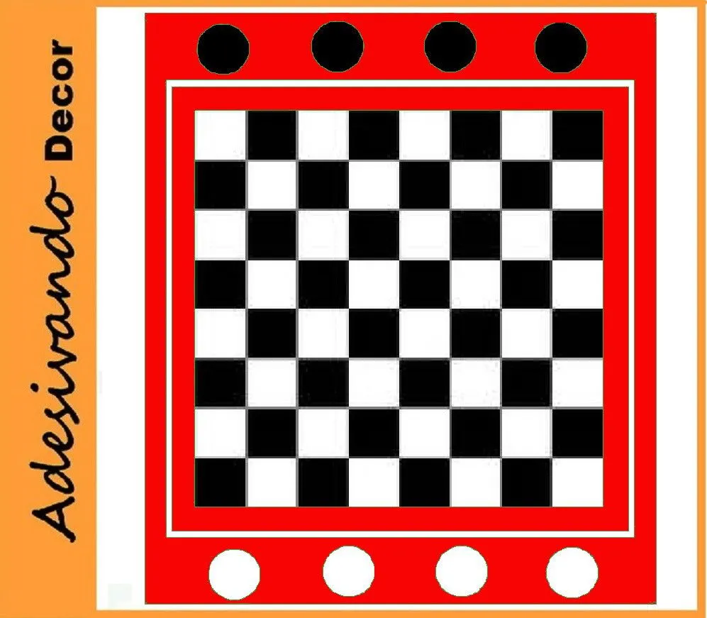 TABULEIRO JOGO DE DAMAS ADESIVO-40x50cm | Elo7 Produtos Especiais