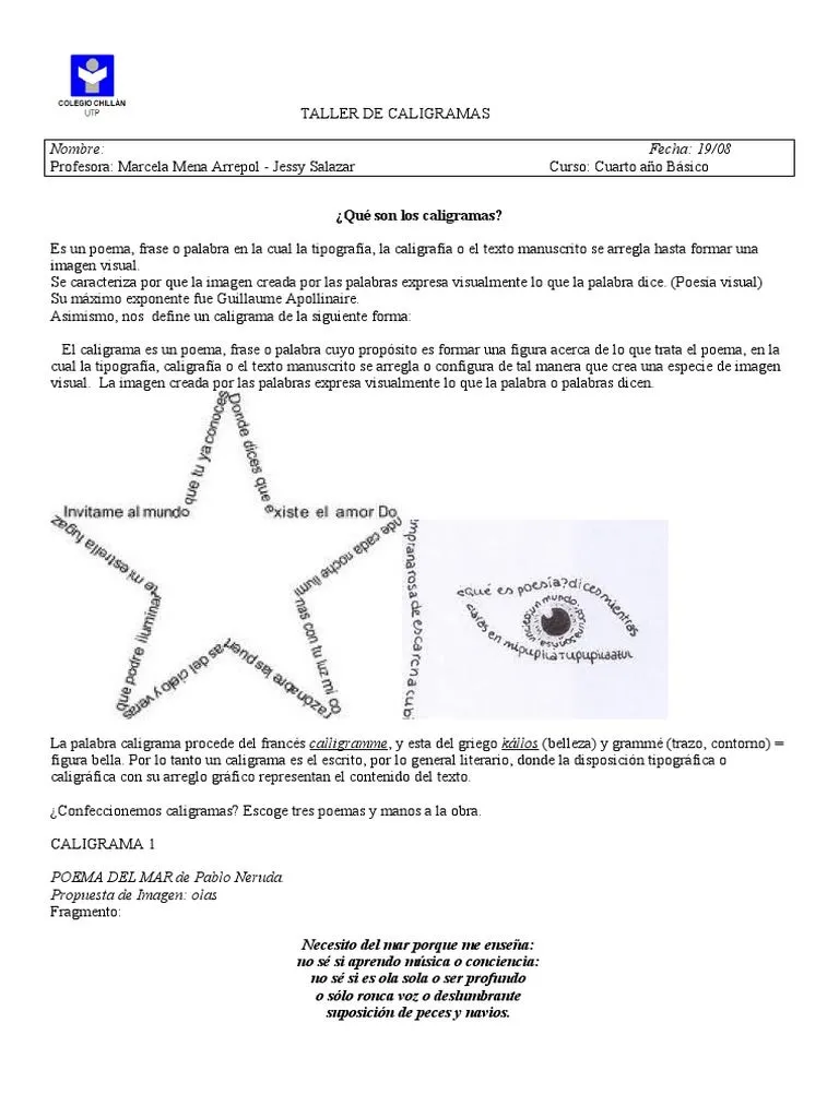 Taller de Caligramas | PDF | Escritura | Poesía Taller de Caligramas | PDF | Escritura | Poesía