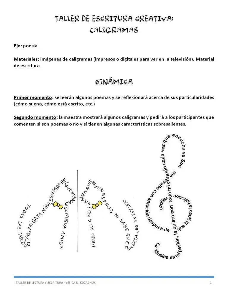 Taller de Escritura Creativa - Caligramas | PDF Taller de Escritura Creativa - Caligramas | PDF