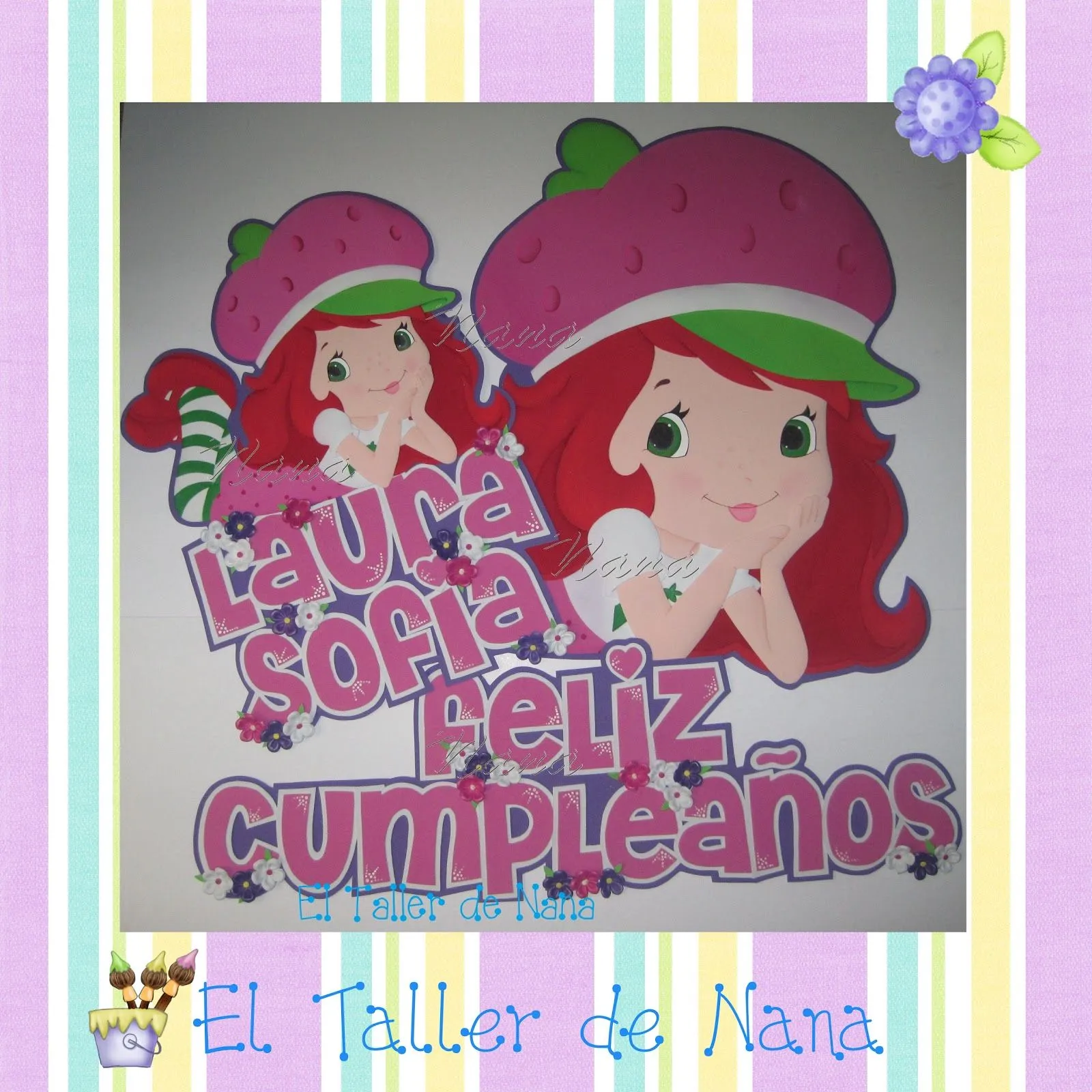 ... con aplique de Fresita, Aplique de 80cms y Banner Feliz cumpleaños ... con aplique de Fresita, Aplique de 80cms y Banner Feliz cumpleaños