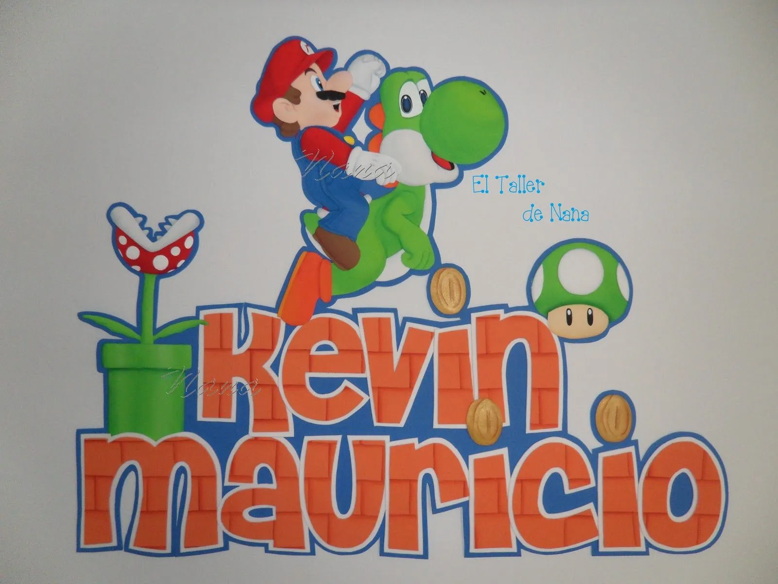 El Taller de Nana: Nombre con Aplique de Mario Bros El Taller de Nana: Nombre con Aplique de Mario Bros