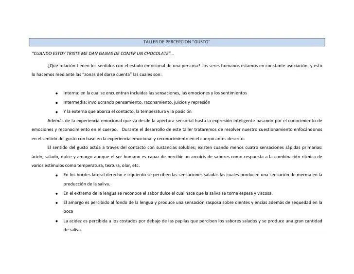 Taller de percepcion gusto