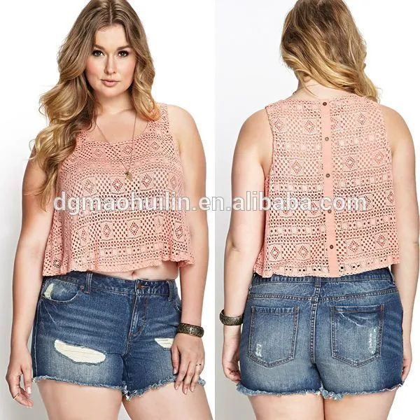 Tamaño grande ropa mujer Crochet encaje sin mangas del-Tallas ... Tamaño grande ropa mujer Crochet encaje sin mangas del-Tallas ...