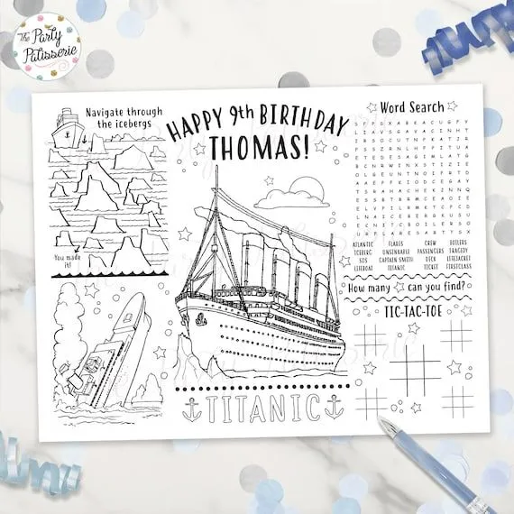 Tapete para colorear Titanic Cumpleaños del Titanic - Etsy México Tapete para colorear Titanic Cumpleaños del Titanic - Etsy México