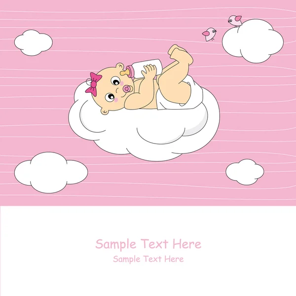 Tarjeta de anuncio de llegada de bebé niña — Vector stock © sbego ...