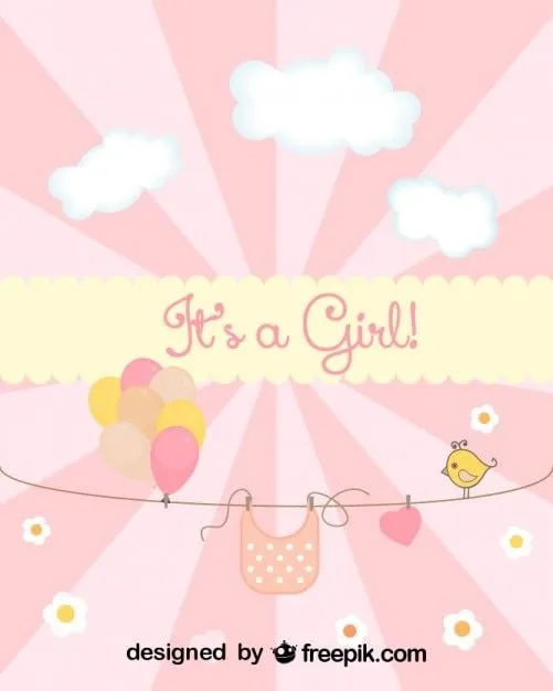 Tarjeta de Baby Shower para el nacimiento de una niña | Descargar ... Tarjeta de Baby Shower para el nacimiento de una niña | Descargar ...