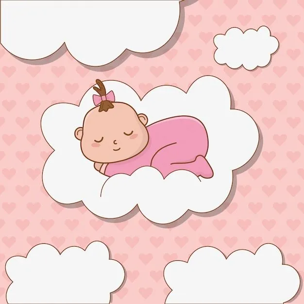 Tarjeta de baby shower con niña bebé | Vector Premium Tarjeta de baby shower con niña bebé | Vector Premium