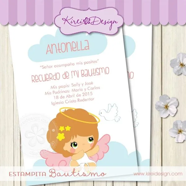 Tarjeta para Bautismo Alitas | KireiDesign