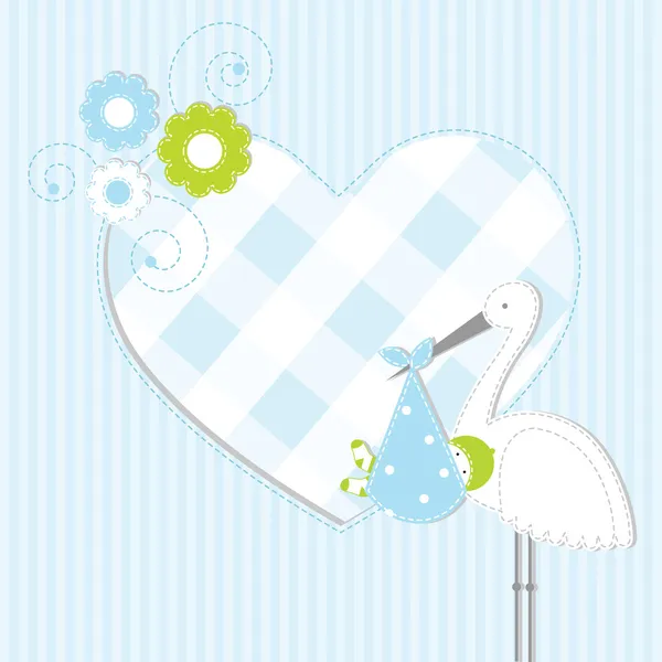 Tarjeta de bebé niño llegada anuncio — Vector stock © LeonART #7246831