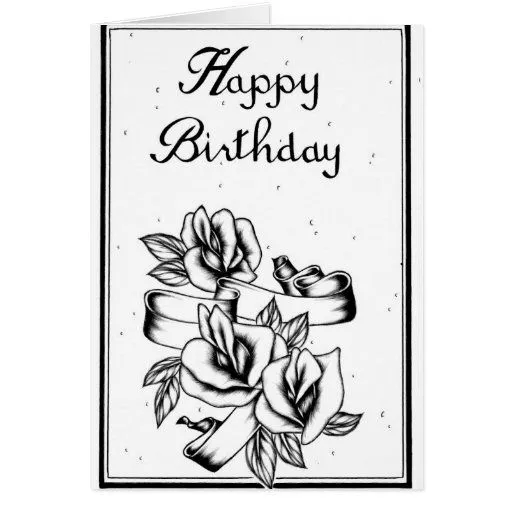 Tarjeta blanco y negro del feliz cumpleaños | Zazzle