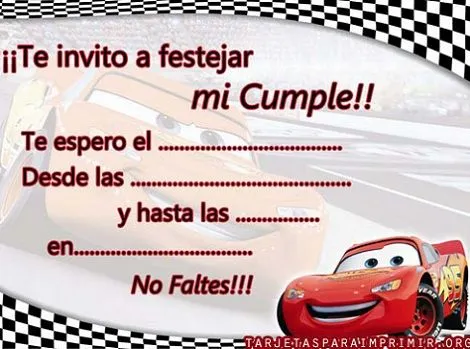 Tarjetas cumpleaños cars 2 - Imagui