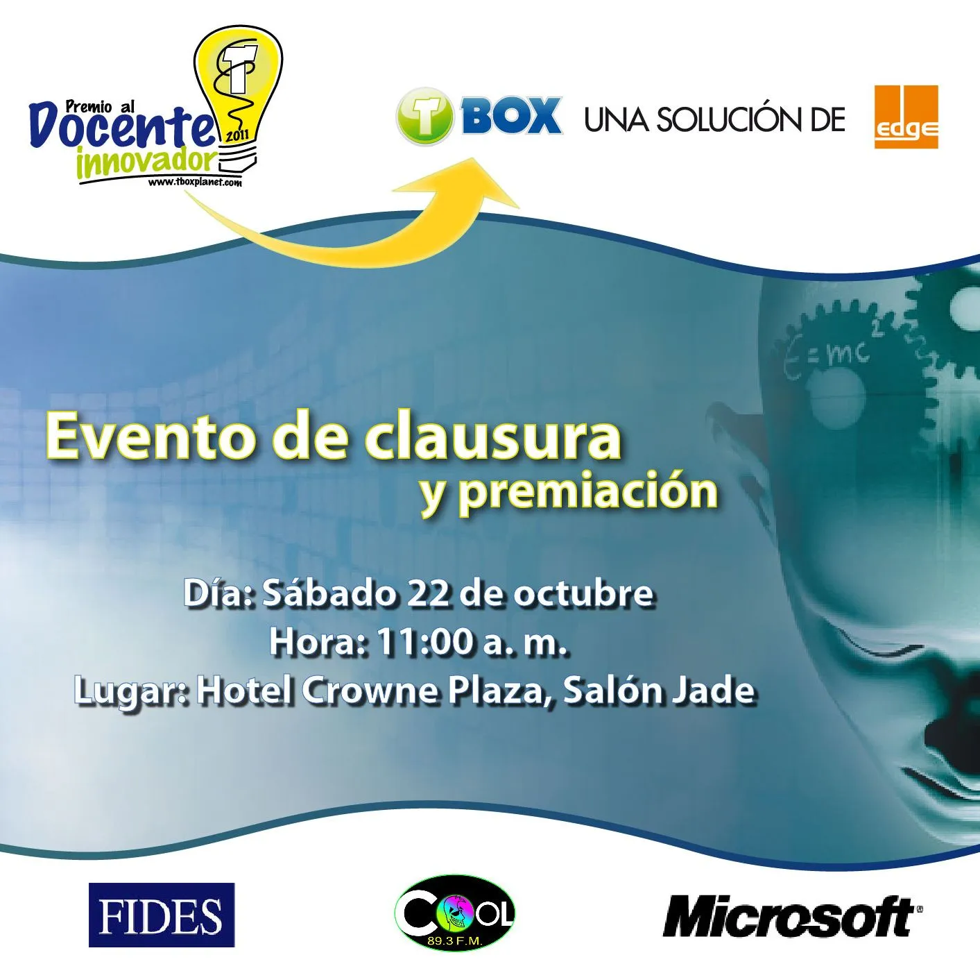 Tarjeta: Clausura Premio al Docente Innovador | Tecnología Tarjeta: Clausura Premio al Docente Innovador | Tecnología