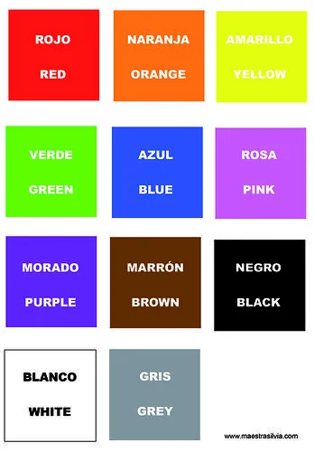 Tarjeta de los colores en español y en inglés. | Recursos para ... Tarjeta de los colores en español y en inglés. | Recursos para ...