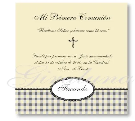 Tarjeta de Primera comunión varón | Invitaciones Giraluna Tarjeta de Primera comunión varón | Invitaciones Giraluna