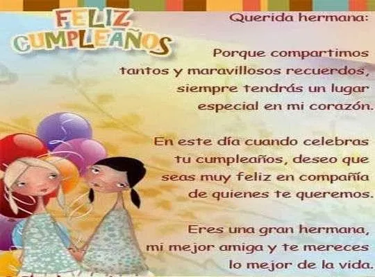 Tarjeta de cumplea os para una hermana | Feliz Cumpleaños ...